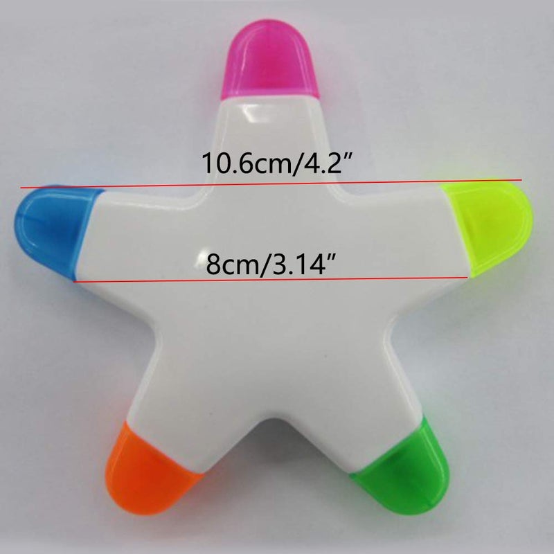 HiKin Brush Tip Highlighters, Creative Star Shape Light Color Fluorescent Pens Markers with 5 Colors, Great for Journal Planner Note Taking and Coloring Book, Non-Toxic & Odorless Watercolor. - Image 3